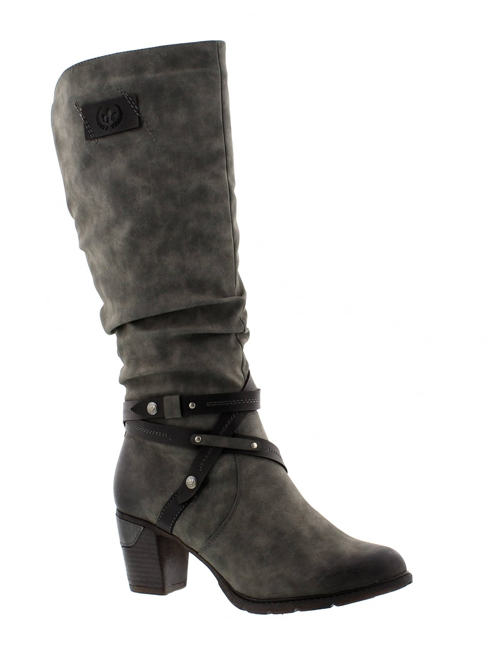 Rieker Gray Slouch Knee Boot with Wrap Straps
